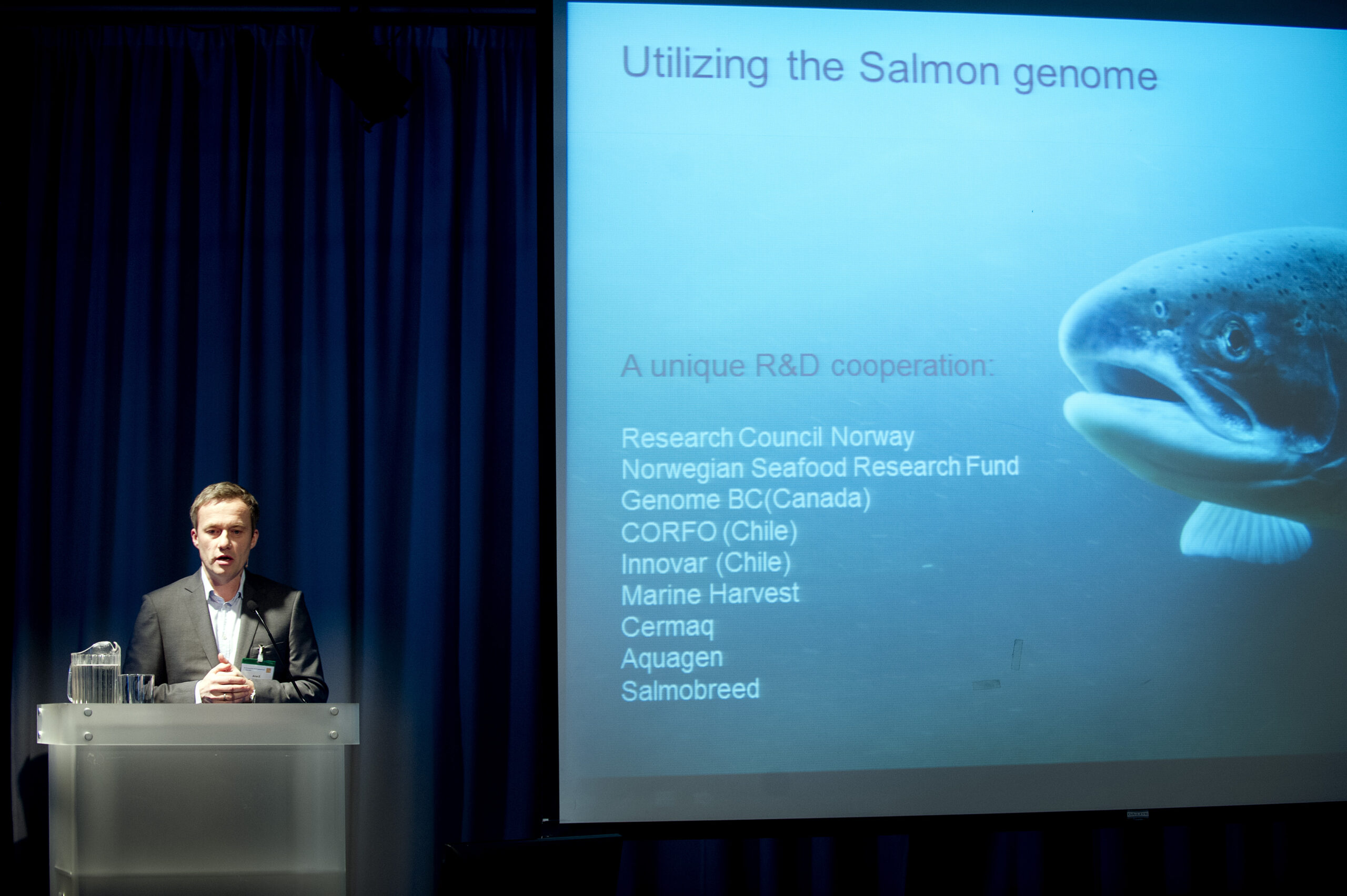 On Day Zero of the 2012 North Atlantic Seafood Forum, FHF CEO Arne E. Karlsen outlined the funds priorities in collaboration with the industry itself. Use of total marine raw materials as bi-products are among these priorities, according to Karlsen. Photo: Gorm K. Gaare.