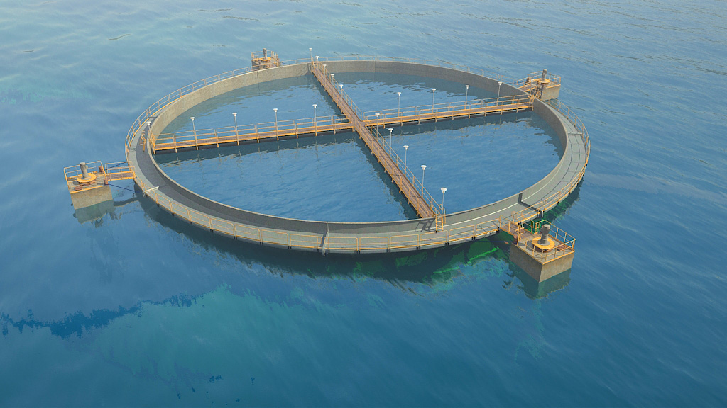 Illustrations, opposite page: Aquafarm Equipment installs the prototype closed cages in Hardanger, April 2013.