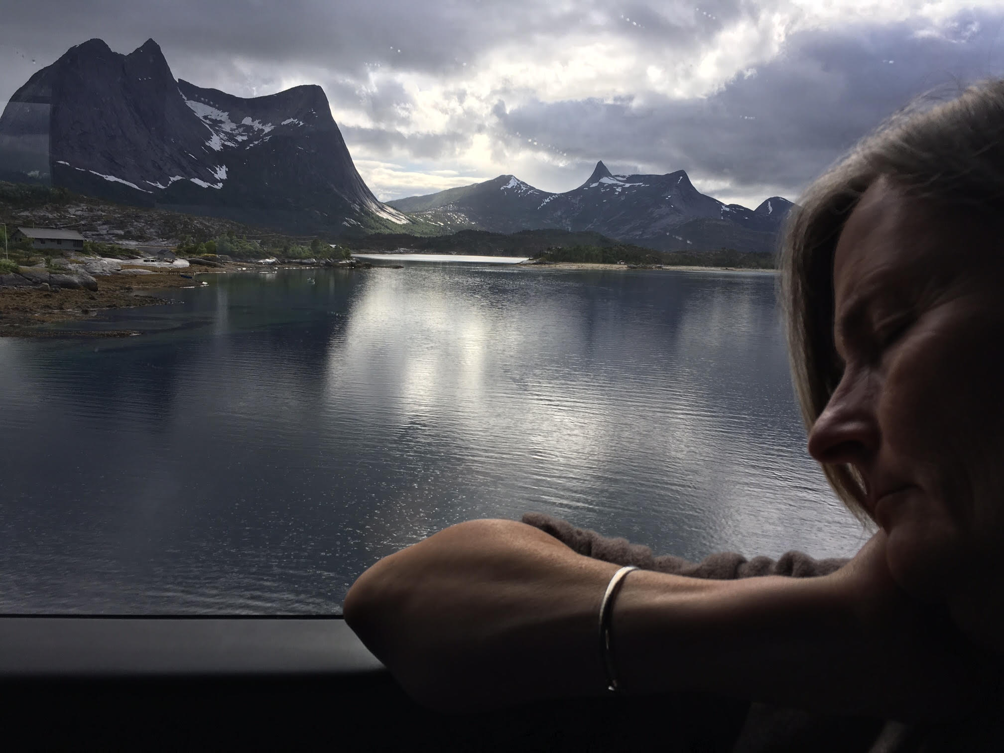 - Jeg har stilt spørsmål om samordning av lokal transport mange nok ganger til å vite at svarene som regel kommer i form av pekefingre - én som peker hit, og én som peker dit, skriver Sigrid Elsrud - her på TogBuss fra Narvik til Nordlandsbanen på Fauske.
