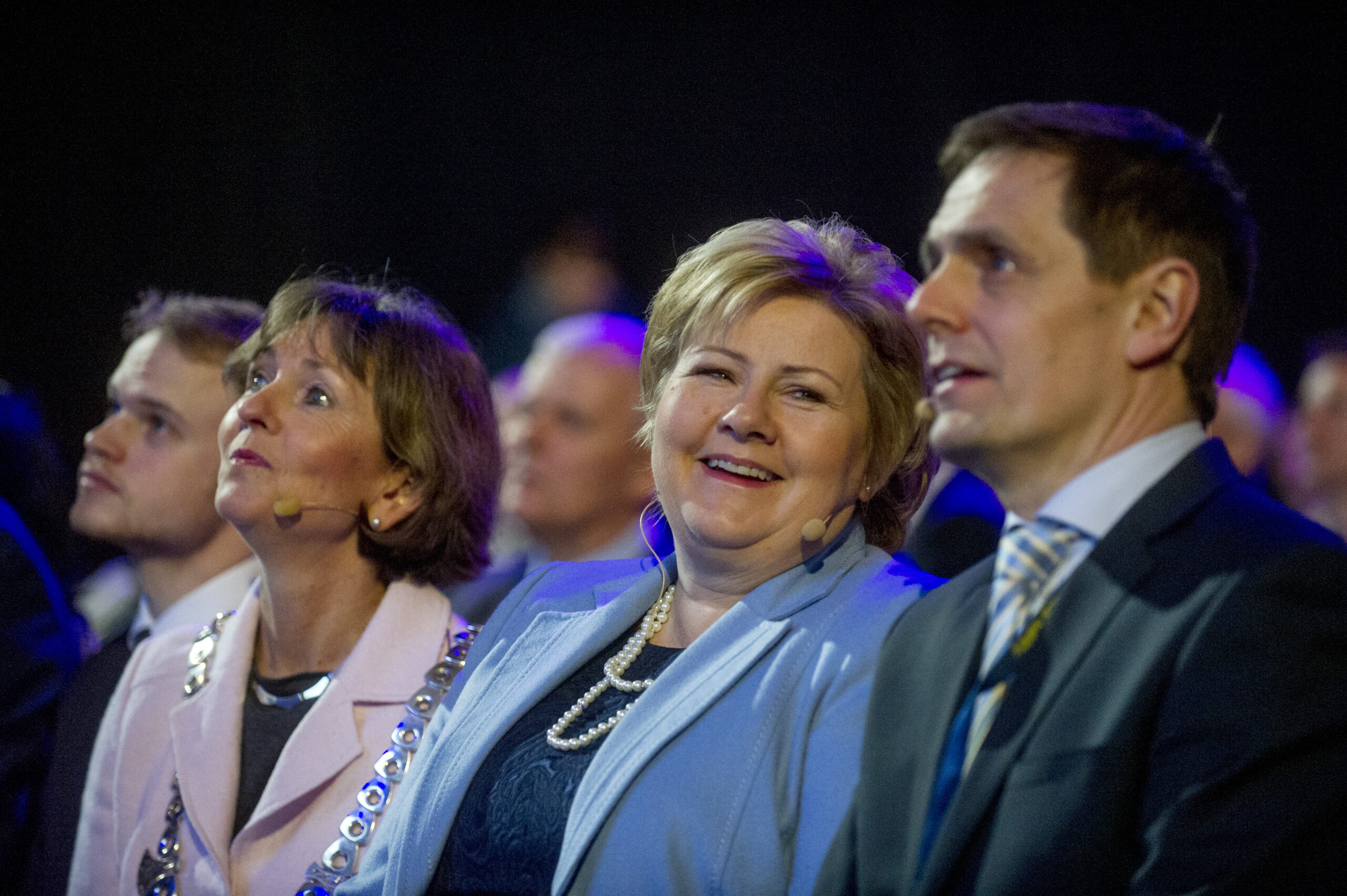 Ifølge Subsea Valley-leder Preben Strøm kan de virke som det industrielle fokuset øker jo lenger vest en kommer i næringsklyngen. Her er Strøm sammen med statsminister Erna Solberg på Subsea Valley Conference. Foto: Gorm K. Gaare