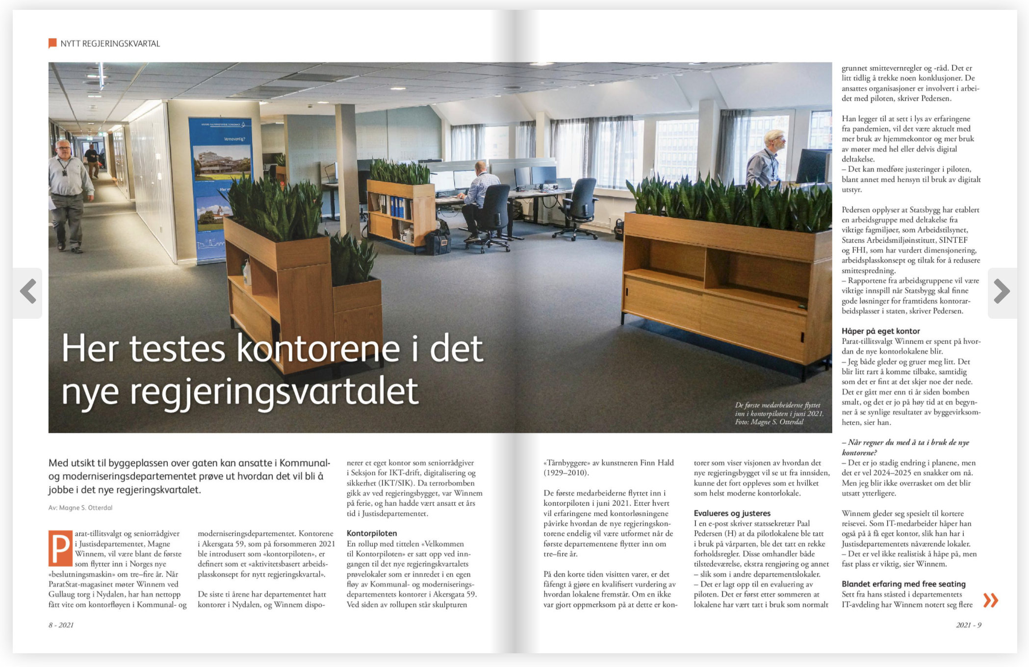 Faksimile av Parat Stat med større artikkel om kontorpiloten. Les hele artikkelen i magasinet her!