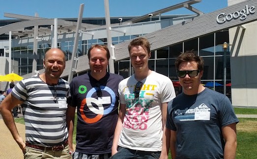 Symphonical-gründerne soler seg i glansen fra Google: Fra venstre Bjørn Haugland, Terje Torma, Jørgen Blindheim og Lasse Søberg. Foto: Symphonical