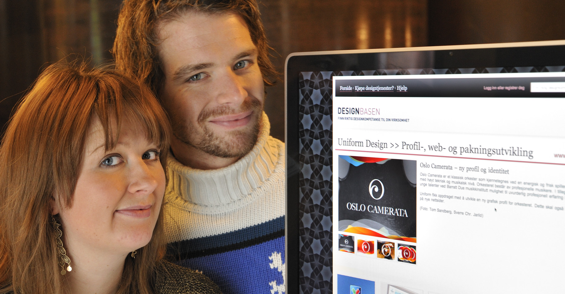 POPULÆR KOMPETANSEBASE: Over 100.000 potensielle designkjøpere og designere har besøkt Designbasen.no i 2010, stråler Ingjerd Straand Jevnaker og Kristian Paulsen i Norsk Designråd. Foto: Erlend Sæteren
