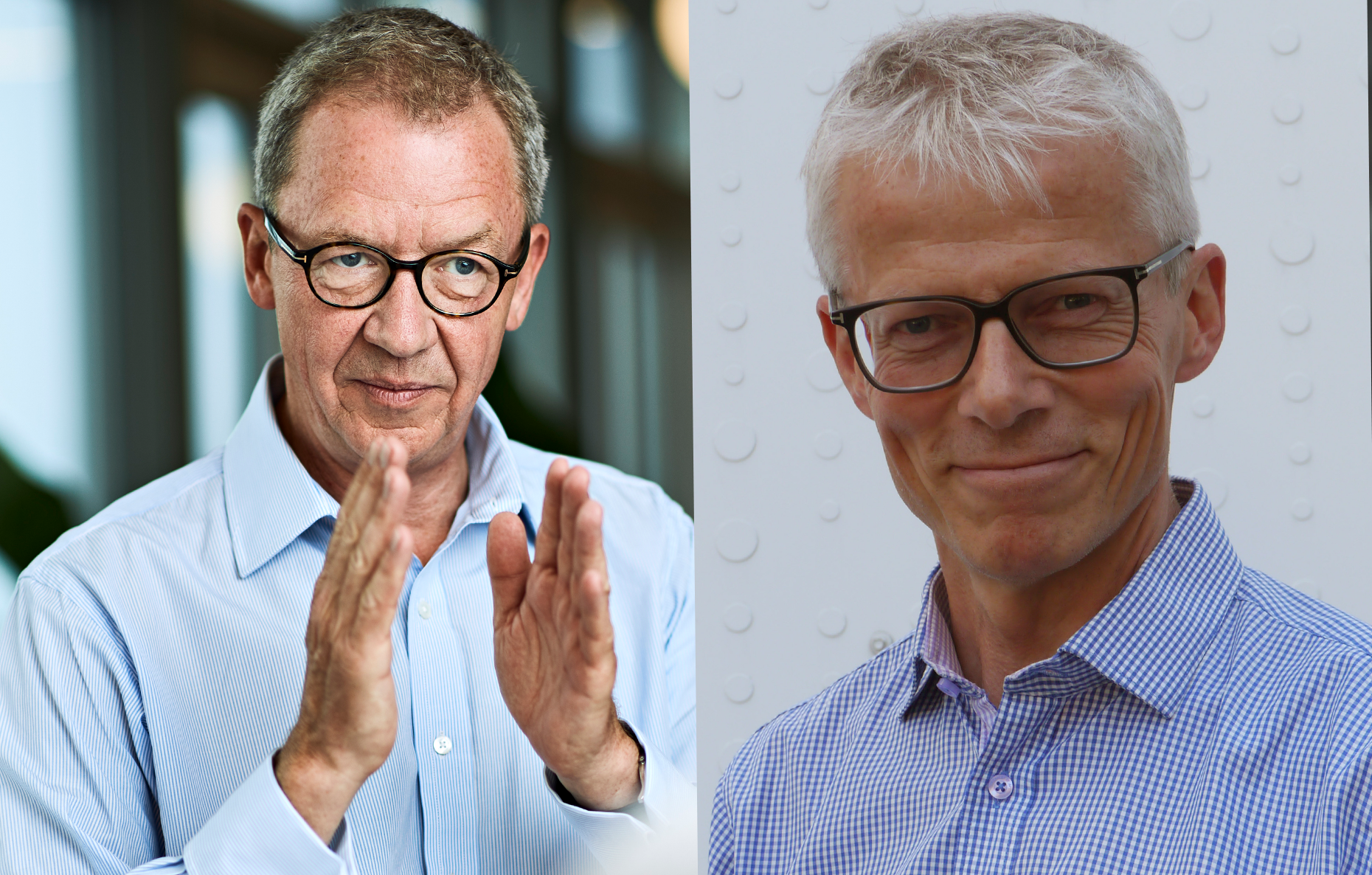 TA KONTAKT: Finans Norge-sjef Idar Kreutzer og NAV-sjef Hans Christian Holte ber folk med økonomiske utfordringer ta kontakt med rådgivere jo før jo heller. (Foto: Finans Norge / NAV)