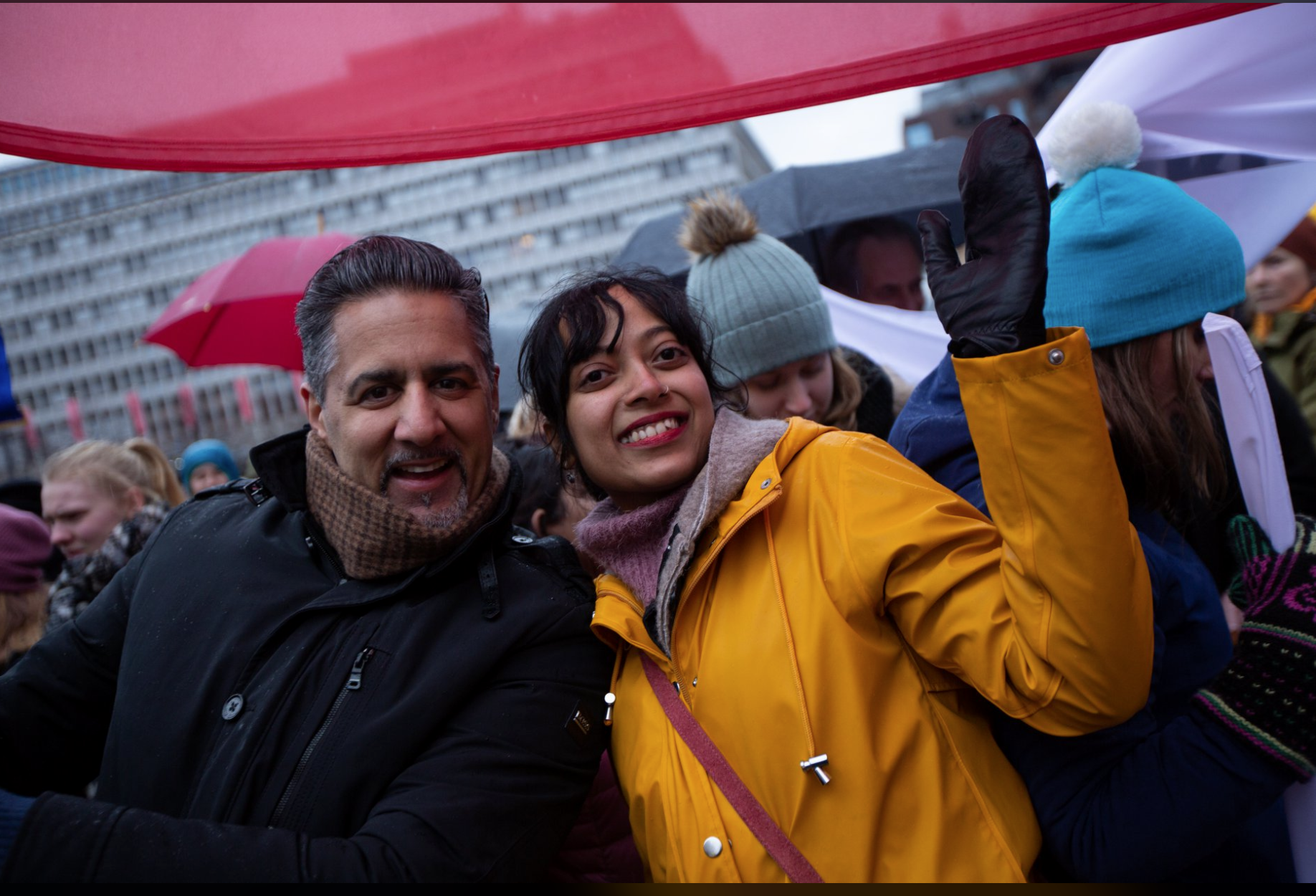 Abid Raja, minister of culture and gender equality in Norway joined the women parade in Oslo. Photo: Even Stigstad.