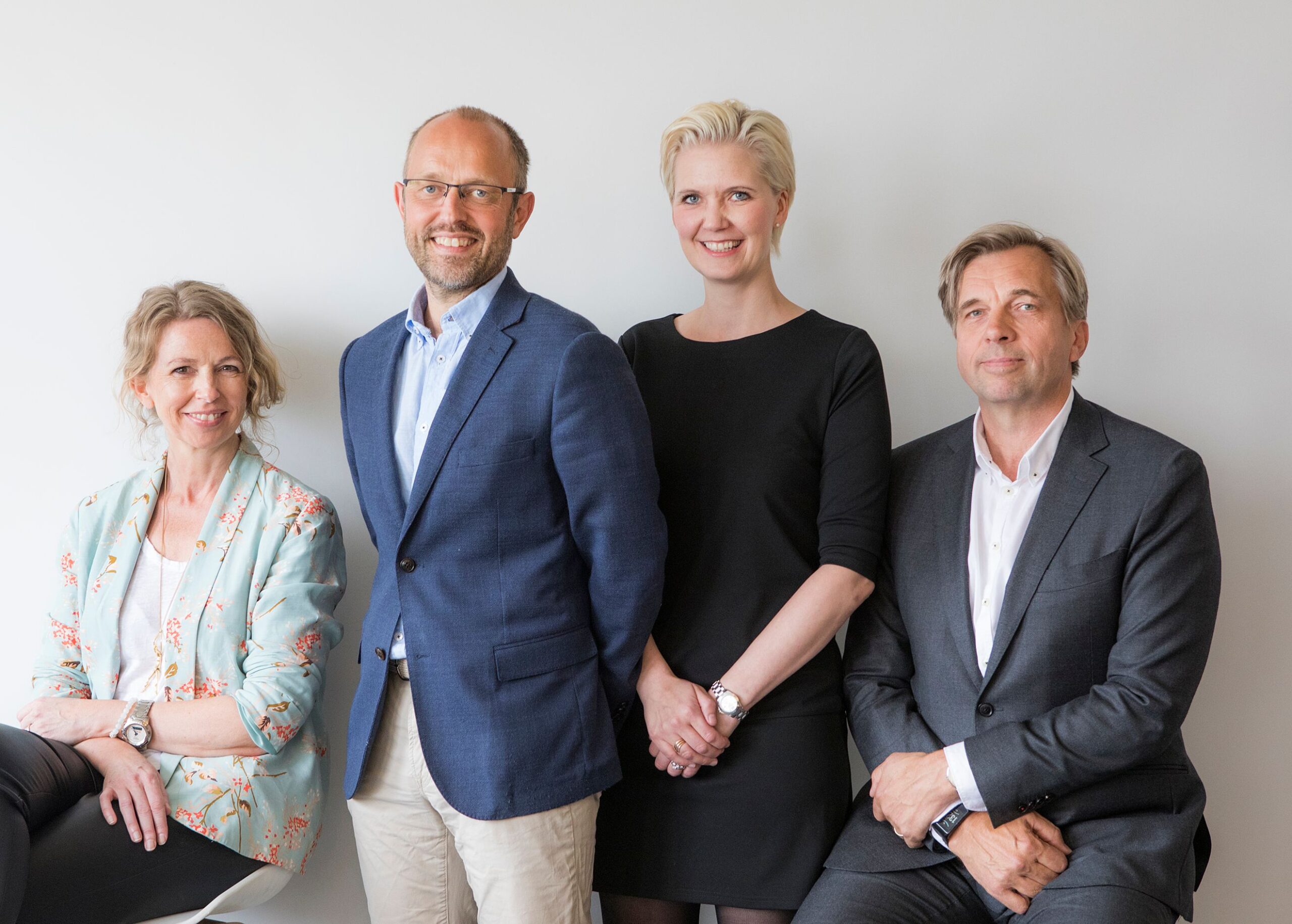Påtroppende sjefredaktør i NTB, Mads Yngve Storvik, har styrket laget med tre nye ledere til NTBs ledergruppe. Fra venstre: Christina Dorthellinger Nygaard, Mads Yngve Storvik, Tina Mari Flem og Geir Terje Ruud. Foto: Thomas Brun / NTB scanpix