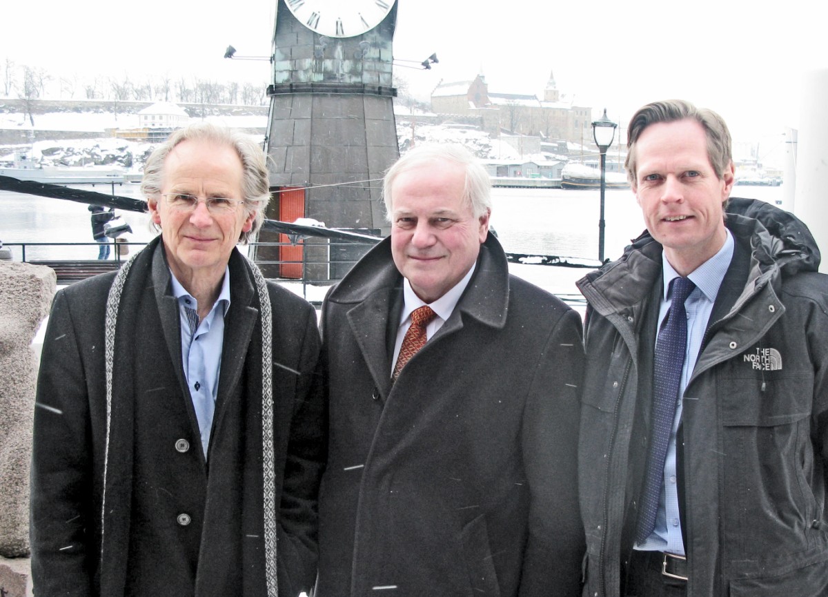 Fra venstre Øystein Lie i MareLife, Jørgen Lund i NASF og Johan Michelsen i Pareto Securities. De har dannet joint venture-selskap som skal drive den store internasjonale sjømatkonferansen i Oslo videre.