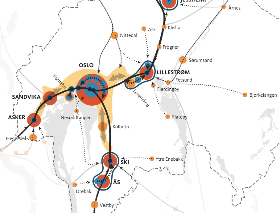 Utsnitt av Osloregionens nye plan.