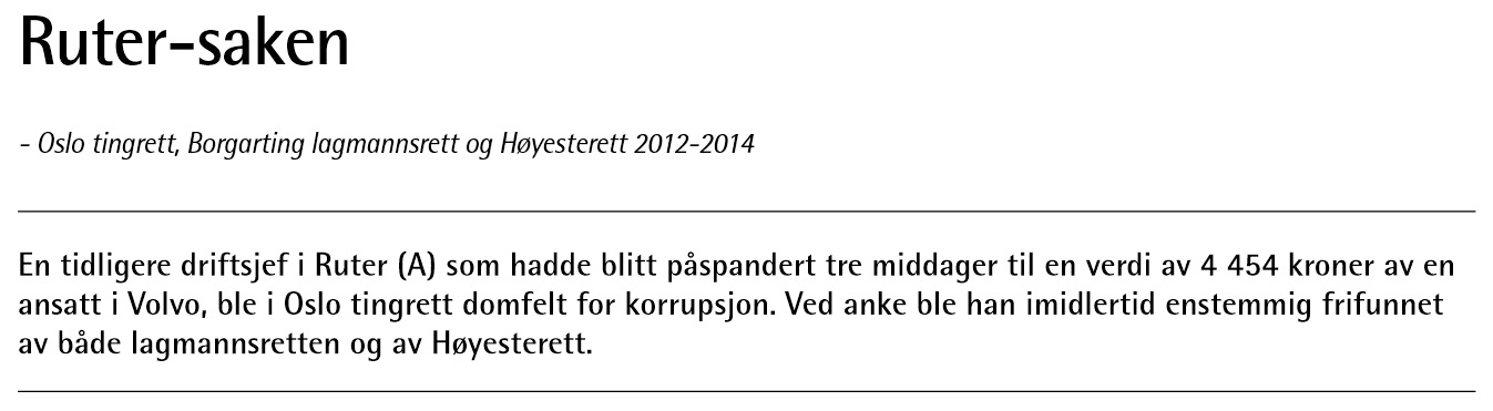 Frifunnet: Middag med Volvo er ikke utilbørlig.