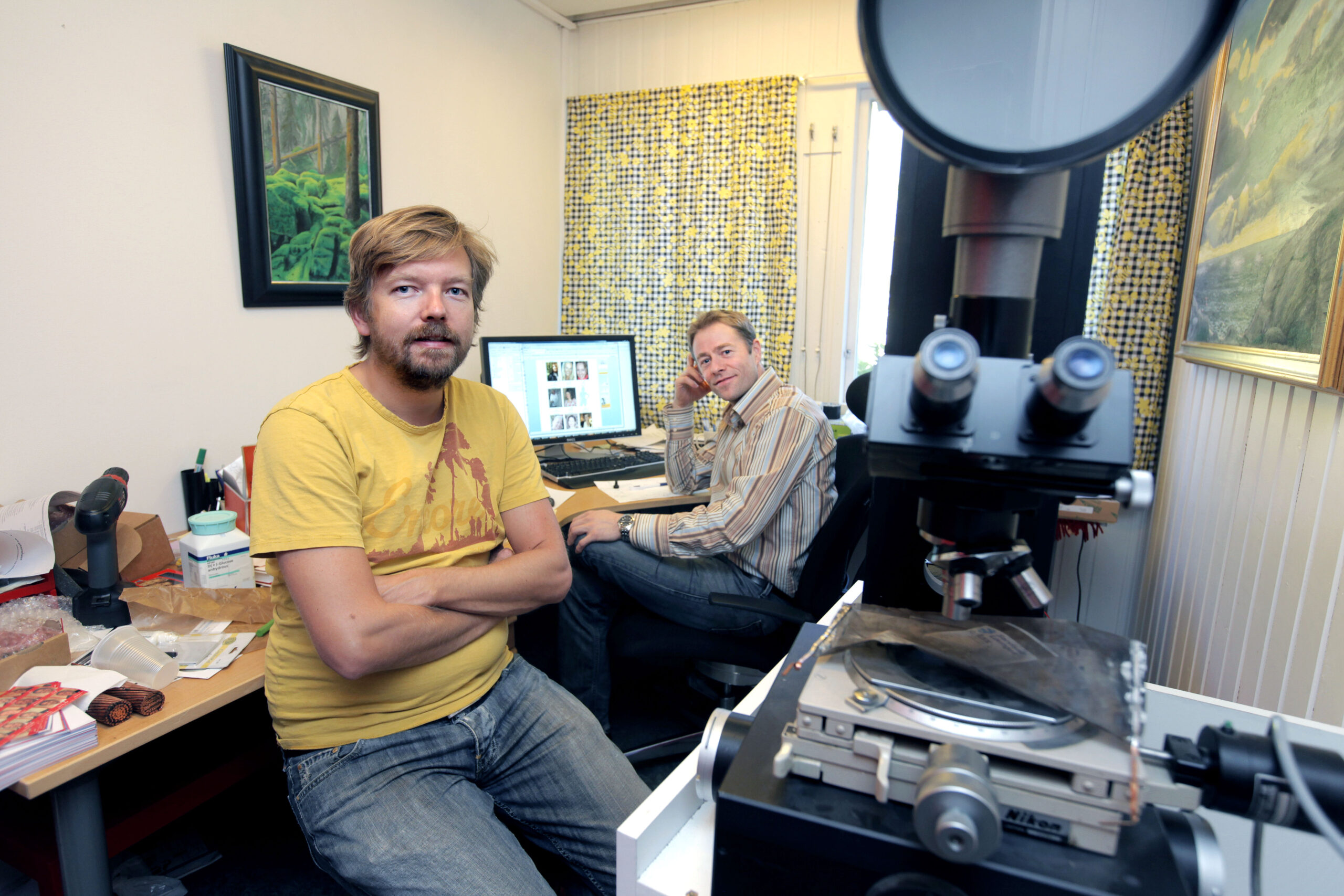 Her er sukker.no-gründerne i 2010, den gang fortsatt de eneste ansatte. Siden den gang har Morten Berg og Morten Gulliksen fått selskap av åtte medarbeidere i Forskningsveien 1B. Foto: Tellef Øgrim